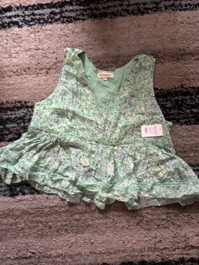 Floral Mint Ruffled Peplum Top